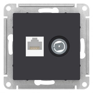 Карбон Розетка двойная комп+ТВ, RJ45+TV, кат.5E, механизм Systeme Electric AtlasDesign ATN001089 ATN001089