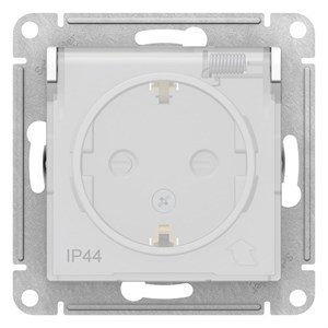 Aqua Бел Розетка с/з со шторками с крышкой, 16А, IP44, механизм Systeme Electric AtlasDesign ATN440146 ATN440146
