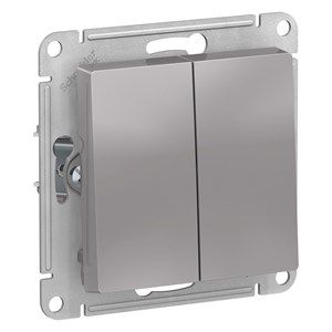 Aqua Алюминий Выключатель 2-клавишный, IP44, сх.5, 10АХ, механизм Systeme Electric AtlasDesign ATN440351 ATN440351
