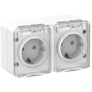 Profi54 Наруж Белый Розетка 2-ая с/з со шт., 16А 250B IP54 Systeme Electric AtlasDesign ATN540126 ATN540126