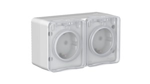 Profi54 Наруж Серый Розетка двойная с/з со шт.16А Systeme Electric AtlasDesign ATN543026 ATN543026