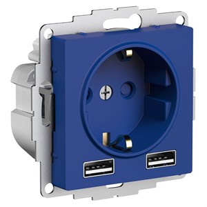 Аквамарин Розетка 16А c 2 USB A+A, 5В/2,4А, 2х5В/1,2А, механизм Systeme Electric AtlasDesign ATN001130 ATN001130