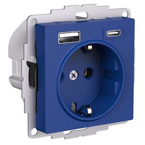 Аквамарин Розетка 16А c 2 USB A+C, 5В/2,4А/3,0А, 2х5В/1,5А, механизм Systeme Electric AtlasDesign ATN001132 ATN001132