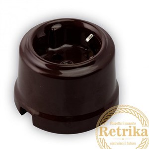 Розетка с заземлением цвет Коричневый, Retrika RS-80002 RS-80002