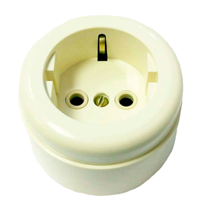 Розетка ретро пластиковая Слоновая кость INTERIOR ELECTRIC С-2620