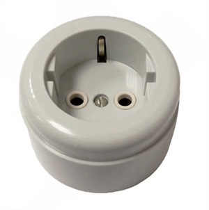 Розетка ретро пластиковая Серая INTERIOR ELECTRIC С-2003