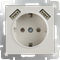 Розетка с заземлением, шторками и USBх2 (слоновая кость) WL03-SKGS-USBx2-IP20 W1171503 - фото 10831