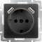 Розетка с заземлением, шторками и USBх2 (черный матовый) W1171508 W1171508 - фото 12816